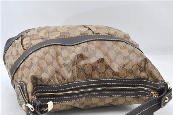 Authentic GUCCI GG Crystal Shoulder Hand Bag PVC Leather 223965 Brown 5176E