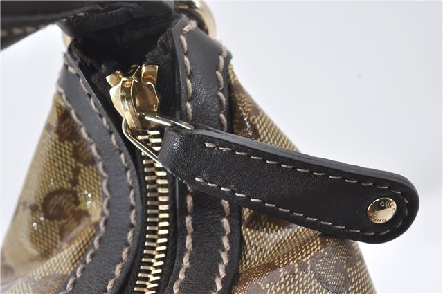 Authentic GUCCI GG Crystal Shoulder Hand Bag PVC Leather 223965 Brown 5176E