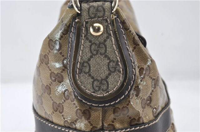 Authentic GUCCI GG Crystal Shoulder Hand Bag PVC Leather 223965 Brown 5176E