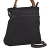 Authentic GUCCI Vintage Bamboo 2Way Hand Shoulder Bag Nylon Leather Black 5176I