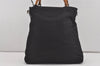 Authentic GUCCI Vintage Bamboo 2Way Hand Shoulder Bag Nylon Leather Black 5176I
