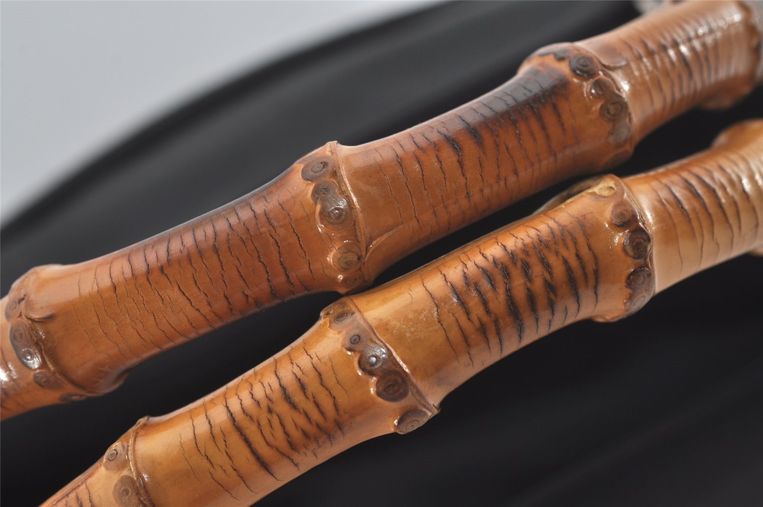 Authentic GUCCI Vintage Bamboo 2Way Hand Shoulder Bag Nylon Leather Black 5176I