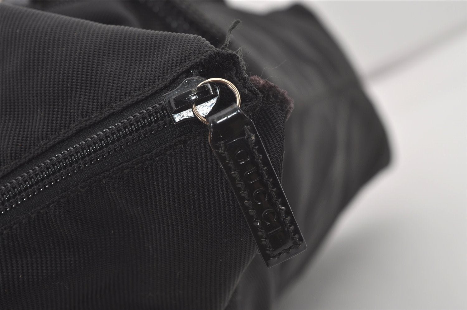 Authentic GUCCI Vintage Bamboo 2Way Hand Shoulder Bag Nylon Leather Black 5176I