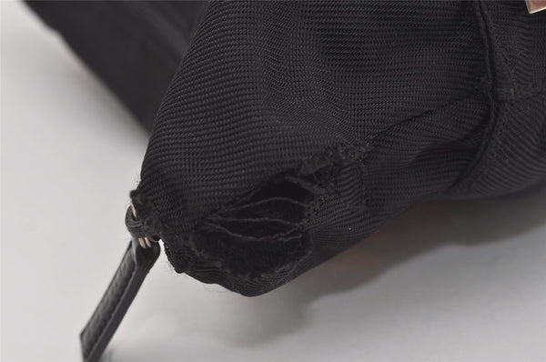 Authentic GUCCI Vintage Bamboo 2Way Hand Shoulder Bag Nylon Leather Black 5176I