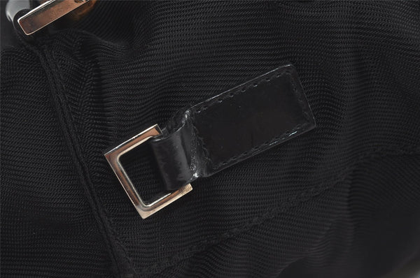 Authentic GUCCI Vintage Bamboo 2Way Hand Shoulder Bag Nylon Leather Black 5176I