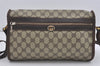 Authentic GUCCI Vintage Shoulder Cross Body Bag Purse GG PVC Leather Brown 5177I