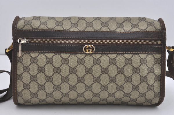 Authentic GUCCI Vintage Shoulder Cross Body Bag Purse GG PVC Leather Brown 5177I