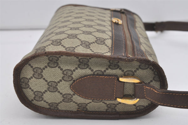 Authentic GUCCI Vintage Shoulder Cross Body Bag Purse GG PVC Leather Brown 5177I