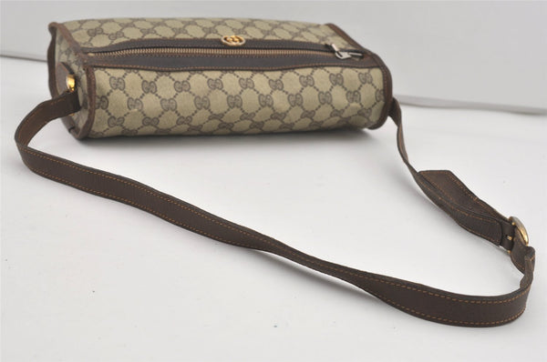 Authentic GUCCI Vintage Shoulder Cross Body Bag Purse GG PVC Leather Brown 5177I