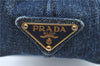 Authentic PRADA Canapa SS Denim Hand Bag Purse Blue 5178B