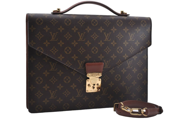 Auth Louis Vuitton Monogram Porte Documents Bandouliere M53338 Briefcase 5179D