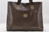 Authentic VALENTINO V Logo Shoulder Tote Bag PVC Leather Brown 5181C