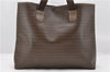 Authentic VALENTINO V Logo Shoulder Tote Bag PVC Leather Brown 5181C