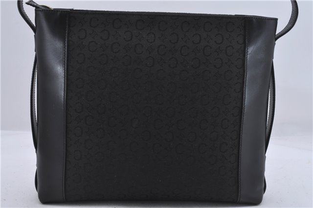 Authentic CELINE C Macadam Blason Shoulder Bag Canvas Leather Black 5181D