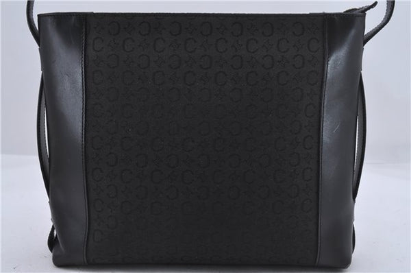Authentic CELINE C Macadam Blason Shoulder Bag Canvas Leather Black 5181D
