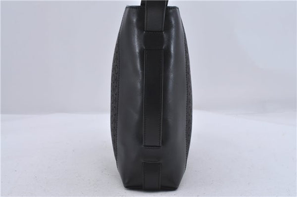 Authentic CELINE C Macadam Blason Shoulder Bag Canvas Leather Black 5181D