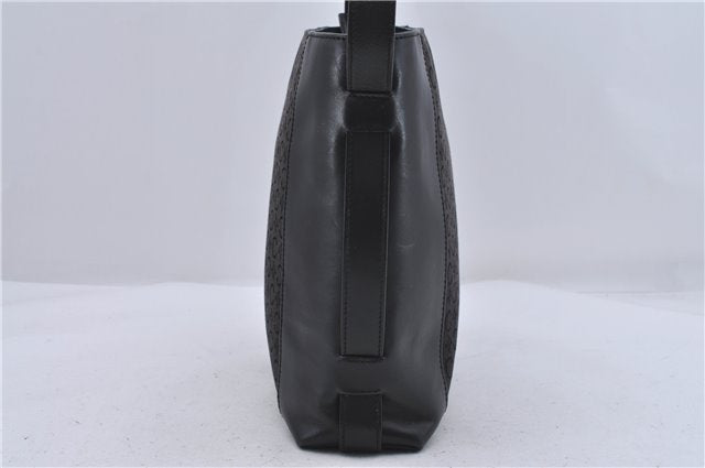 Authentic CELINE C Macadam Blason Shoulder Bag Canvas Leather Black 5181D