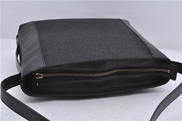 Authentic CELINE C Macadam Blason Shoulder Bag Canvas Leather Black 5181D