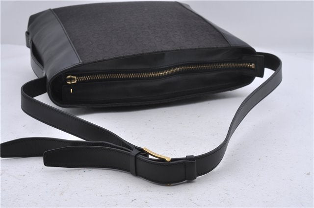 Authentic CELINE C Macadam Blason Shoulder Bag Canvas Leather Black 5181D