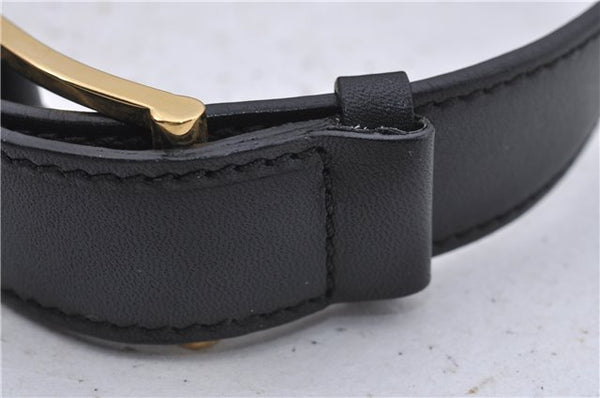 Authentic CELINE C Macadam Blason Shoulder Bag Canvas Leather Black 5181D