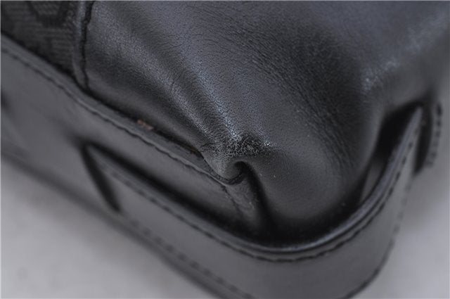 Authentic CELINE C Macadam Blason Shoulder Bag Canvas Leather Black 5181D