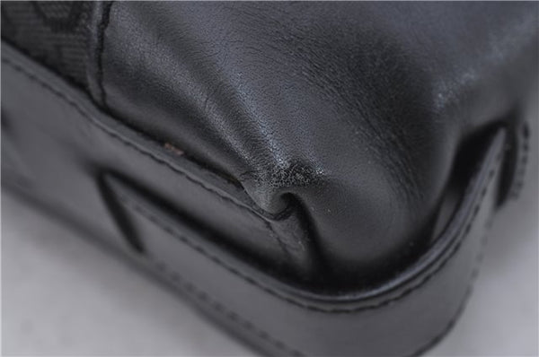 Authentic CELINE C Macadam Blason Shoulder Bag Canvas Leather Black 5181D