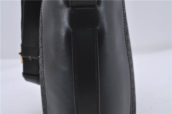 Authentic CELINE C Macadam Blason Shoulder Bag Canvas Leather Black 5181D