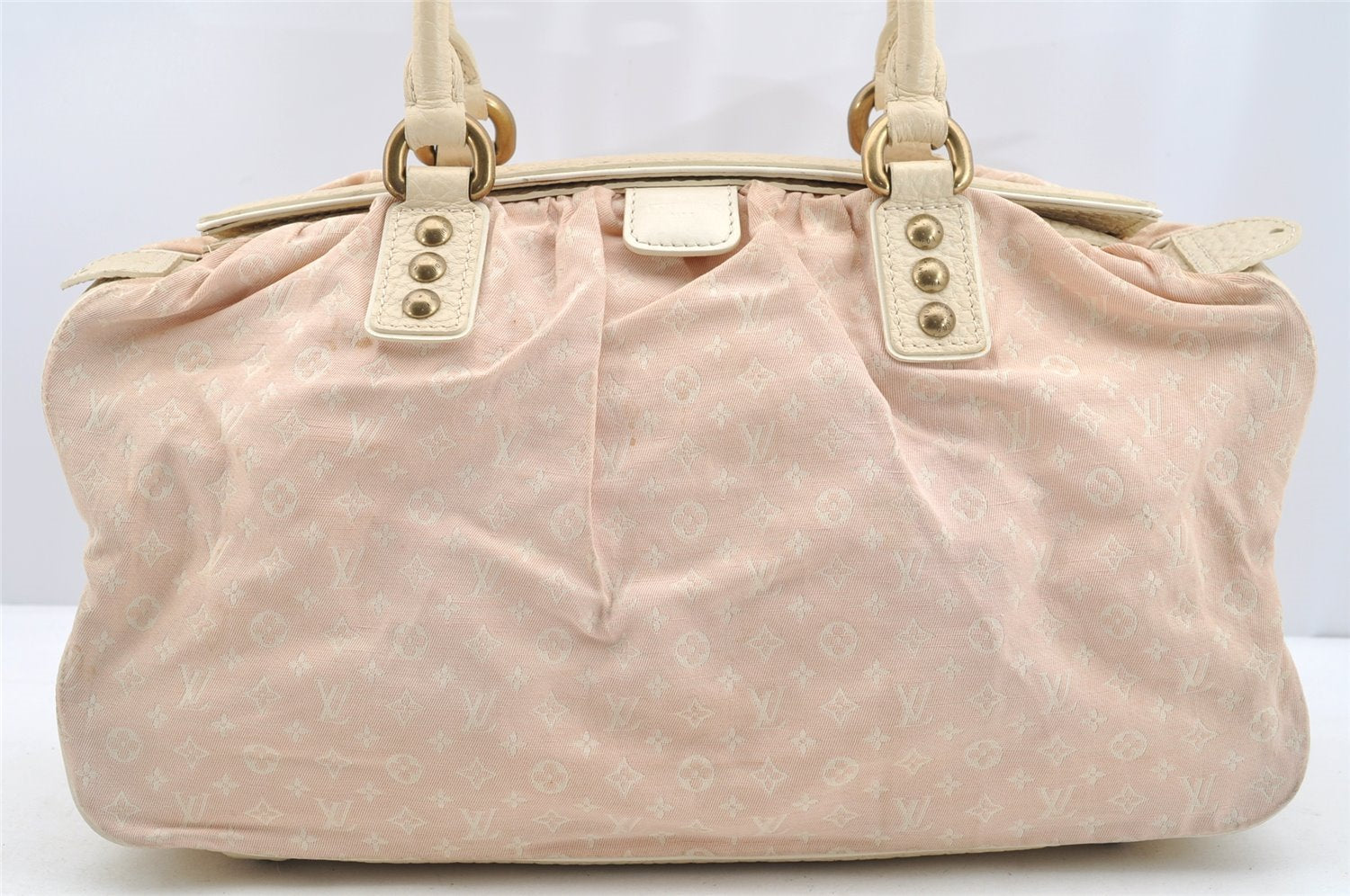 Authentic Louis Vuitton Monogram Mini Lin Trapeze GM Hand Bag M40064 Pink 5181I