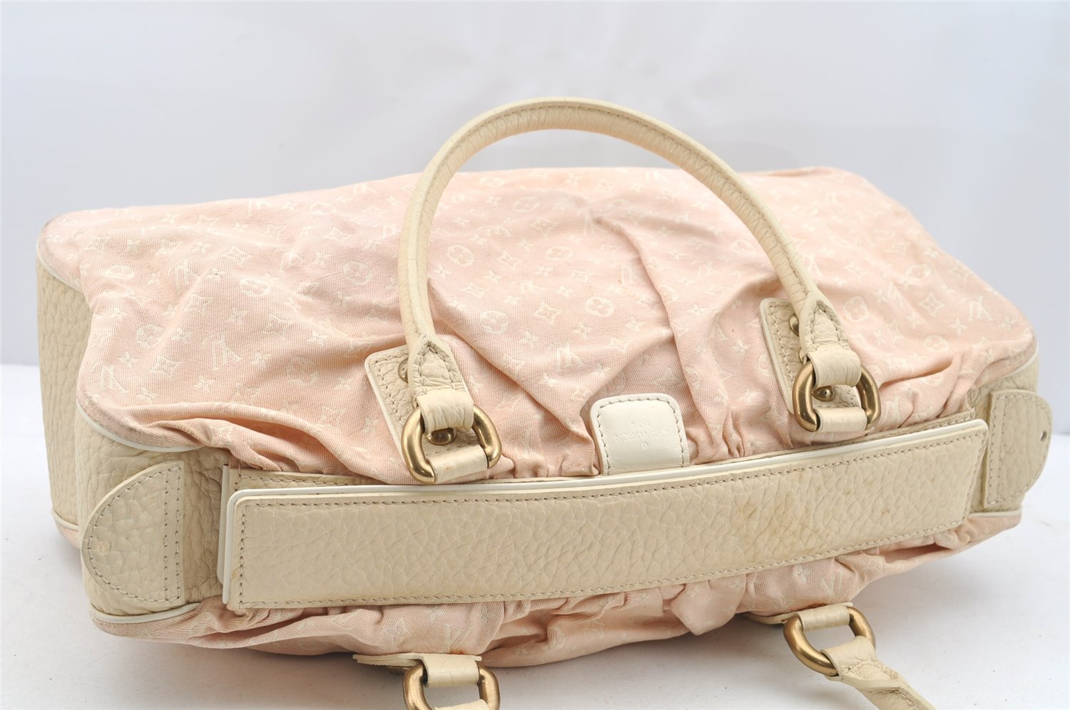 Authentic Louis Vuitton Monogram Mini Lin Trapeze GM Hand Bag M40064 Pink 5181I