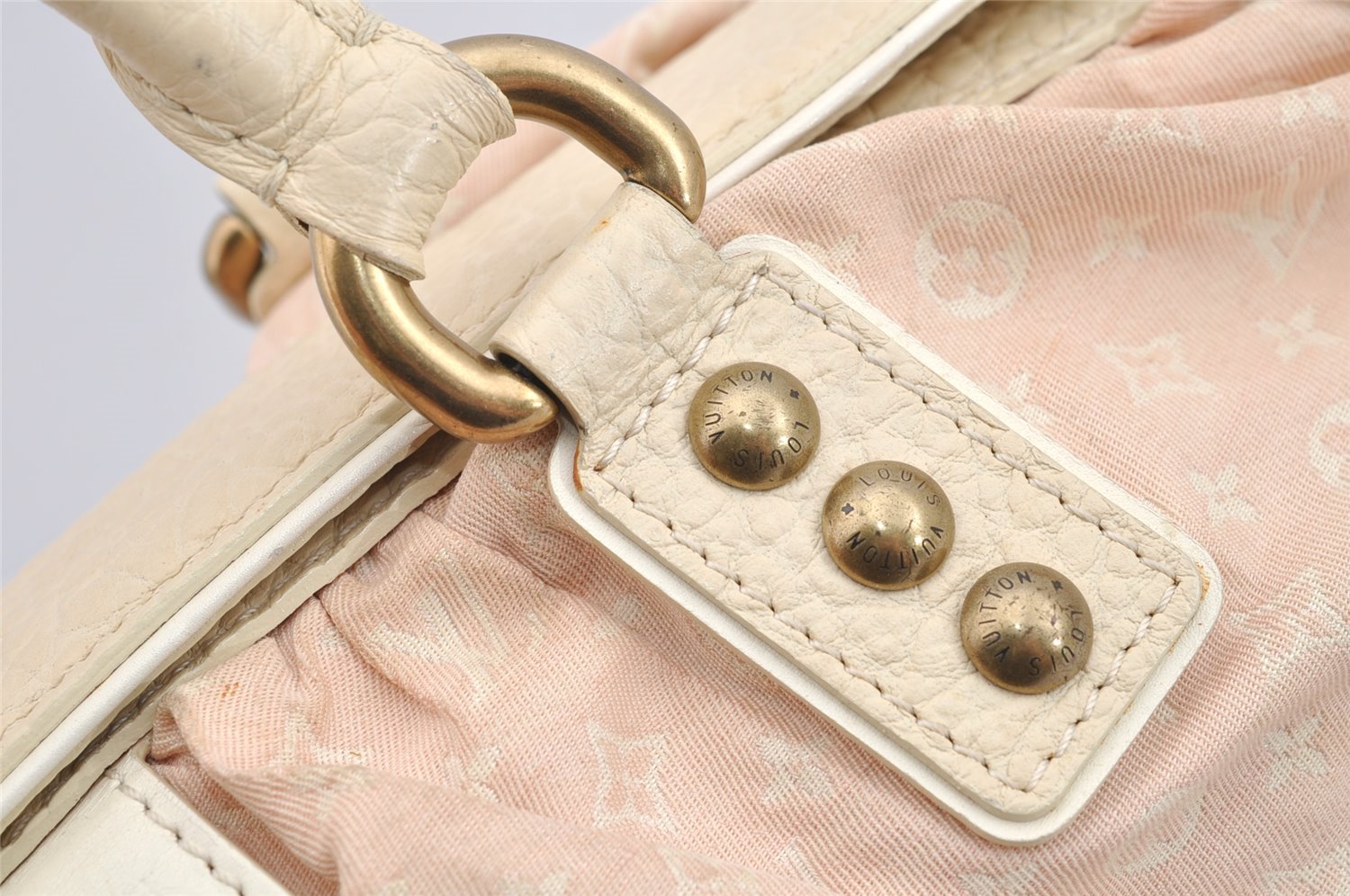 Authentic Louis Vuitton Monogram Mini Lin Trapeze GM Hand Bag M40064 Pink 5181I