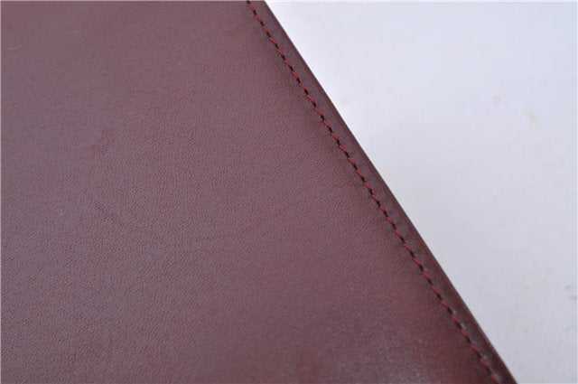 Authentic Cartier Must de Cartier Clutch Bag Leather Bordeaux Red 5184C