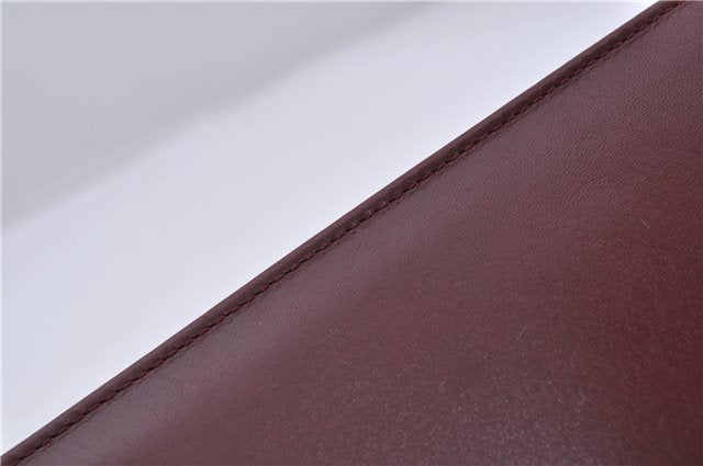 Authentic Cartier Must de Cartier Clutch Bag Leather Bordeaux Red 5184C