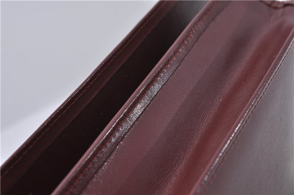 Authentic Cartier Must de Cartier Clutch Bag Leather Bordeaux Red 5184C