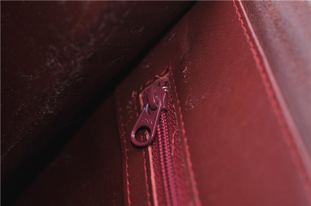 Authentic Cartier Must de Cartier Clutch Bag Leather Bordeaux Red 5184C