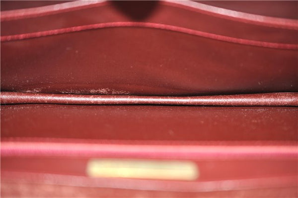 Authentic Cartier Must de Cartier Clutch Bag Leather Bordeaux Red 5184C