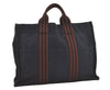 Authentic HERMES Fourre Tout MM Vintage Hand Tote Bag Canvas Navy 5184I