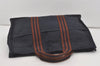 Authentic HERMES Fourre Tout MM Vintage Hand Tote Bag Canvas Navy 5184I