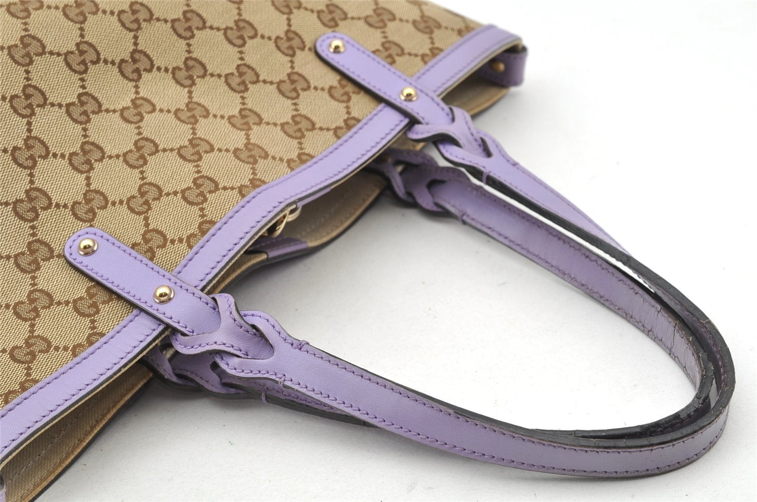 Authentic GUCCI Craft Shoulder Tote Bag GG Canvas Leather 269878 Brown 5185I