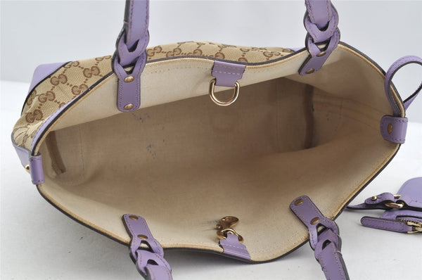 Authentic GUCCI Craft Shoulder Tote Bag GG Canvas Leather 269878 Brown 5185I