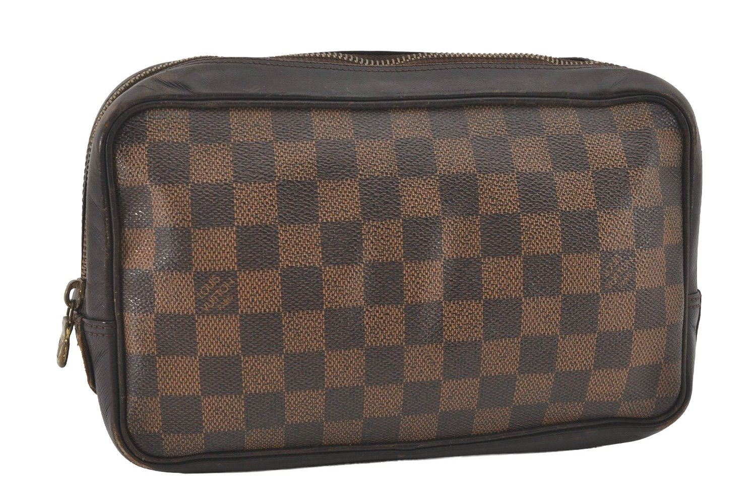 Authentic Louis Vuitton Damier Trousse Toilette Clutch Hand Bag N47623 LV 5186I