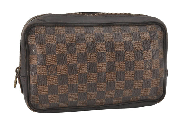 Authentic Louis Vuitton Damier Trousse Toilette Clutch Hand Bag N47623 LV 5186I