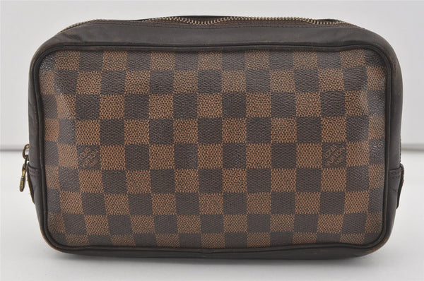 Authentic Louis Vuitton Damier Trousse Toilette Clutch Hand Bag N47623 LV 5186I