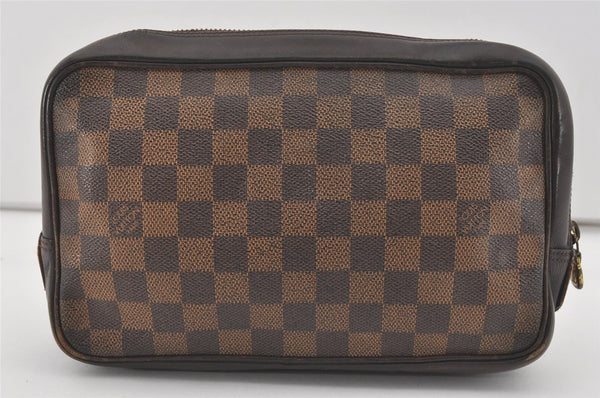 Authentic Louis Vuitton Damier Trousse Toilette Clutch Hand Bag N47623 LV 5186I