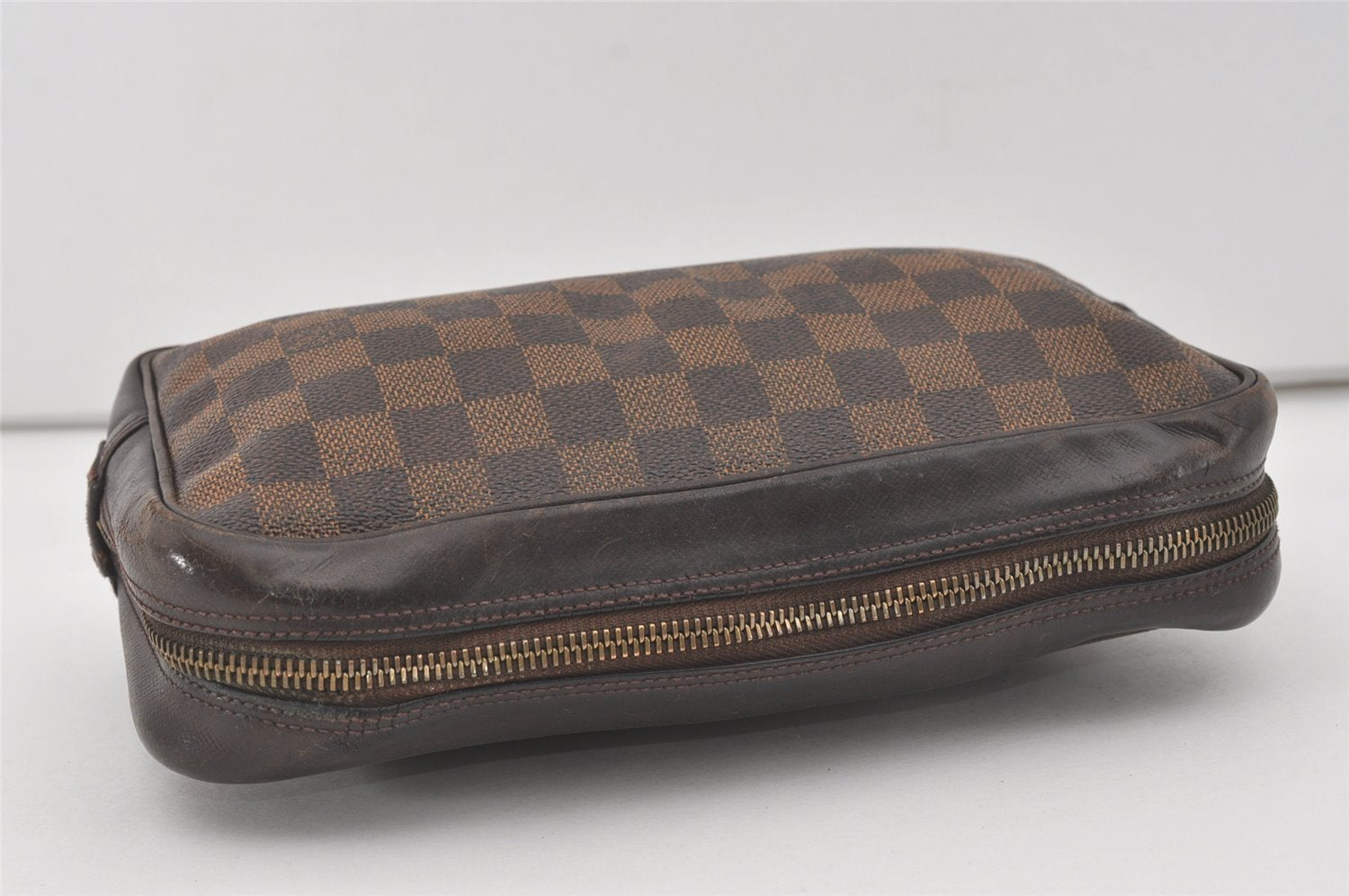 Authentic Louis Vuitton Damier Trousse Toilette Clutch Hand Bag N47623 LV 5186I