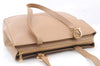 Authentic Ferragamo Leather Shoulder Hand Bag Purse Beige 5188C