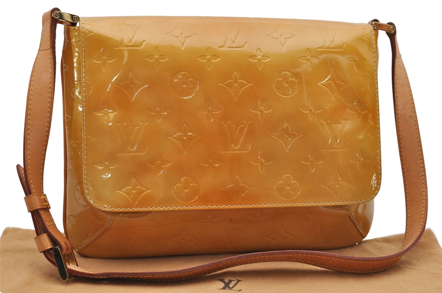 Auth Louis Vuitton Vernis Thompson Street Shoulder Bag Yellow M91008 LV 5191D