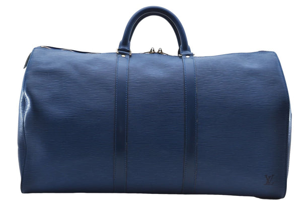 Authentic Louis Vuitton Epi Keepall 50 Boston Travel Bag Blue M42965 LV 5193D