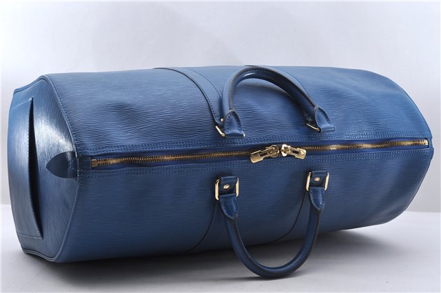 Authentic Louis Vuitton Epi Keepall 50 Boston Travel Bag Blue M42965 LV 5193D