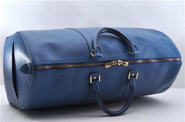 Authentic Louis Vuitton Epi Keepall 50 Boston Travel Bag Blue M42965 LV 5193D