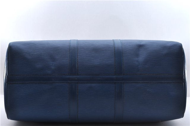 Authentic Louis Vuitton Epi Keepall 50 Boston Travel Bag Blue M42965 LV 5193D